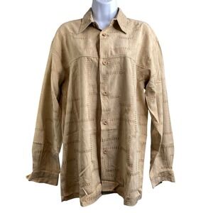 Vintage 90s Mens Pronto Brown Sueded Patchwork Shirt S Oversized Western Casual